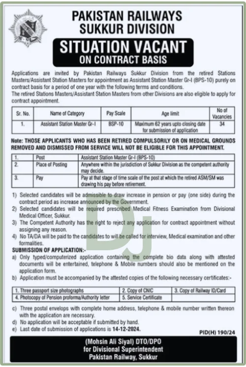 Pakistan railway jobs 2024 advertisement