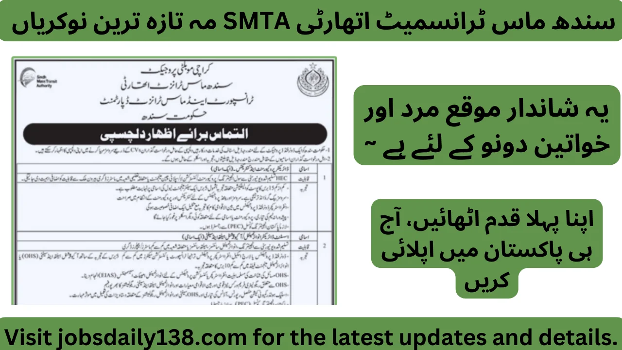 Sindh Mass Transit Authority SMTA jobs 224