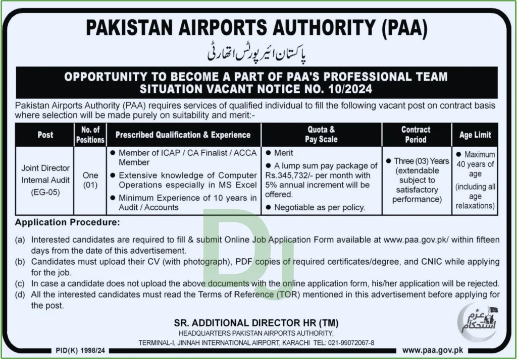 Pakistan Aiport Authority PAA Jobs Advertisement 2025